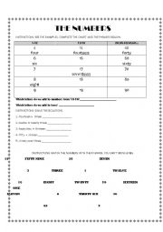 English Worksheet: The Numbers