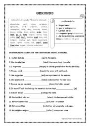 English Worksheet: Gerunds