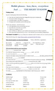 English Worksheet: Mobile phones and the right to know