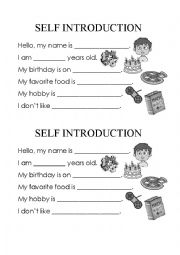 English Worksheet: Self Introduction