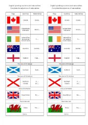 English Worksheet: English speaking countries flags