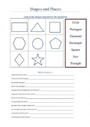 English Worksheet: Shapes and places