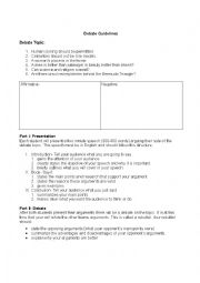 English Worksheet: debate guideline