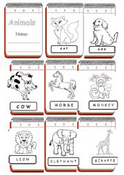 English Worksheet: Animals Pictionary Book