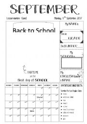 English Worksheet: September calendar