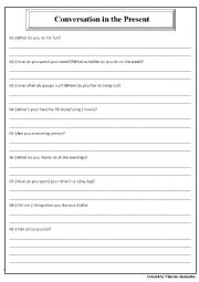 English Worksheet: Conversation - Present