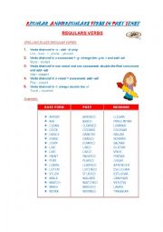 English Worksheet: REGULAR  AND IRREGULARS VERBS IN PAST TENSE