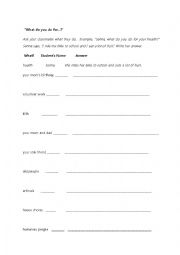 English Worksheet: Interview_What do you do? 
