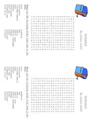 School stuff wordsearch