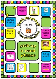 Back to school classroom English Boardgame