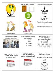 English Worksheet: Back to school classroom English Boardgame