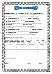 English Worksheet: gerund or infinitive