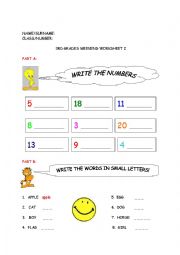 English Worksheet: numbers and alphabet worksheet