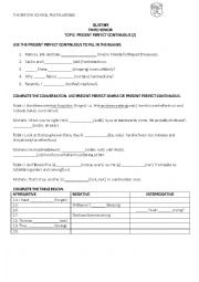 English Worksheet: Present Perfect Continuous