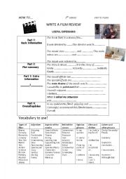 English Worksheet: How to write a film review