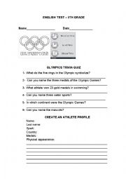 English Worksheet: The Olympic games