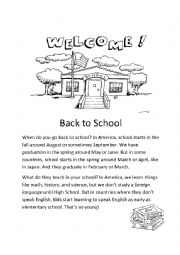 English Worksheet: Back to School