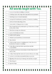 English Worksheet: All the words begin with T intermediate