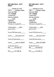 English Worksheet: Hot and Cold Song Worksheet