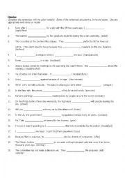 Passives worksheet