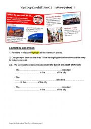 English Worksheet: Visiting Cardiff: cardinal points