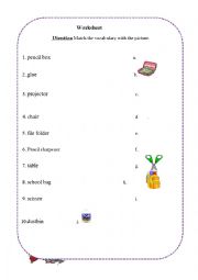 English Worksheet: School supplies