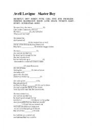 English Worksheet: Skater Boy - listenign activity worksheet