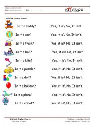 English Worksheet: Toys with verb to be