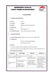 English Worksheet: LESSON PLAN. PRESENT PERCFECT 1