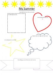 English Worksheet:  My Summer: writing and speaking activity