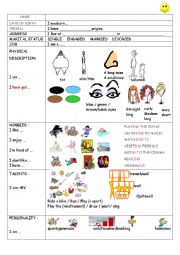 English Worksheet: ALL ABOUT ME PAGE