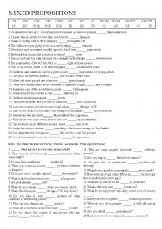 English Worksheet: Mixed Prepositions