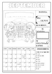 English Worksheet: September calendar