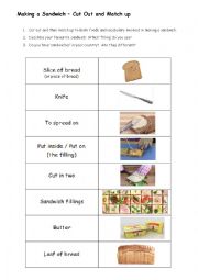 MAKING A SANDWICH - matching activity + questions for discussion/writing