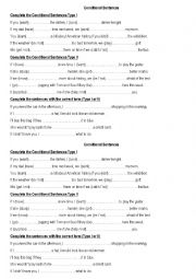 English Worksheet: conditional sentences