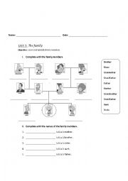 English Worksheet: family tree