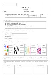 English Worksheet: english written evaluation 5th level
