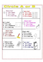 English Worksheet: School things
