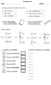 English Worksheet: LISTENING TEST FOR YOUNG LEARNERS
