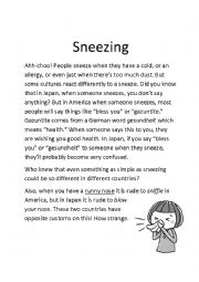 English Worksheet: Sneezing