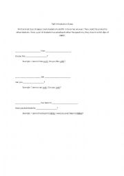 English Worksheet: Self-introduction Game