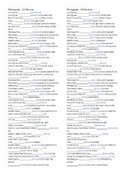English Worksheet: MUSIC FHOTOGRAPH- ED SHEERAN
