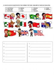English Worksheet: Countries & Nationalities