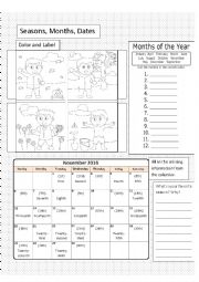 English Worksheet: Seasons, Months, Dates