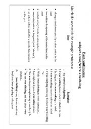 English Worksheet: Past Continuous: Matching Uses with Examples