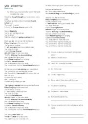 English Worksheet: like I loved you