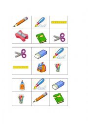 English Worksheet: School Objects Bingo