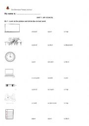 English Worksheet: school things