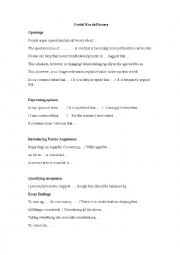 English Worksheet: Useful expressions for writing essays