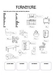 English Worksheet: Furniture in the house